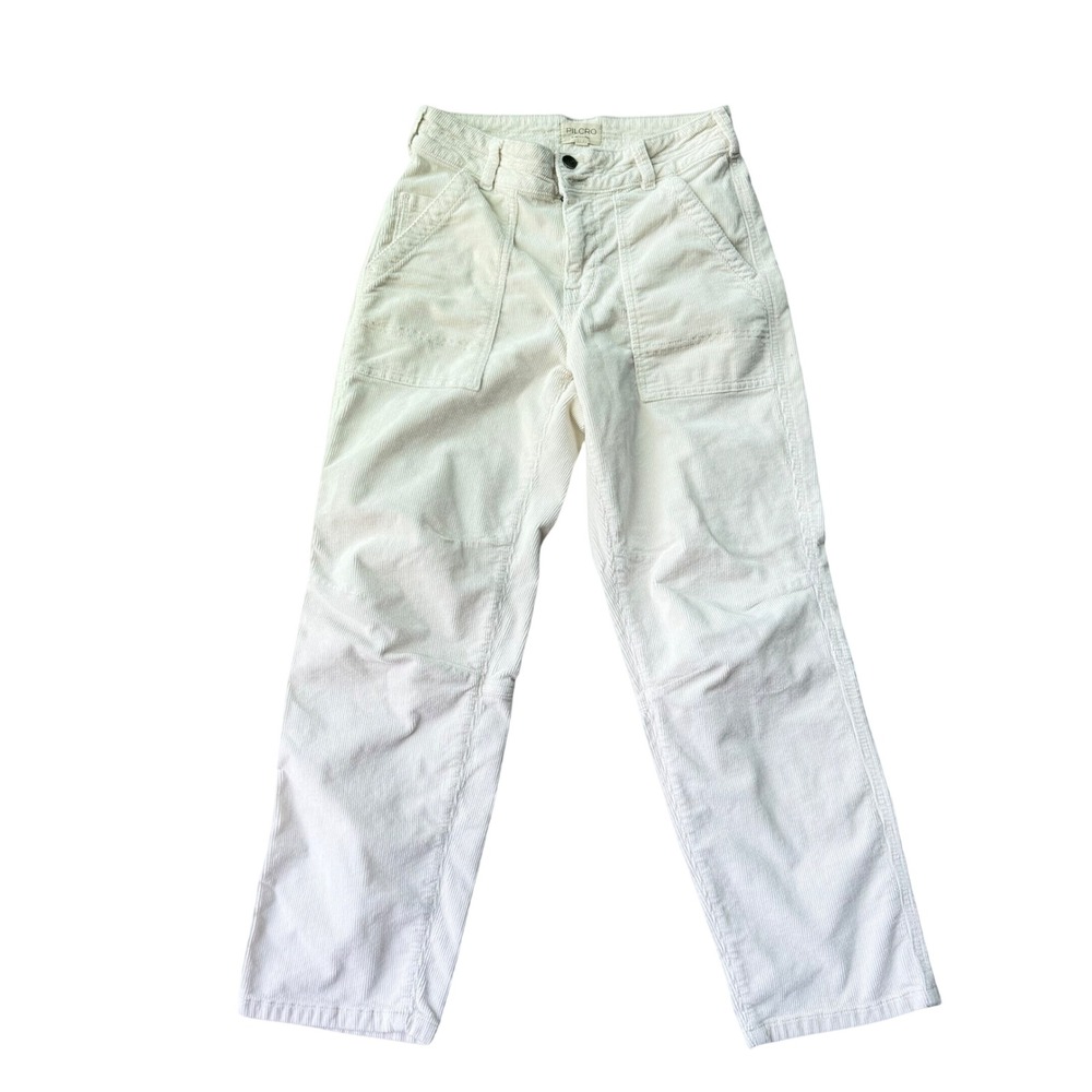 Pilcro Anthropologie Cream Corduroy Utility Carpenter Pants Womens 26 High Rise
